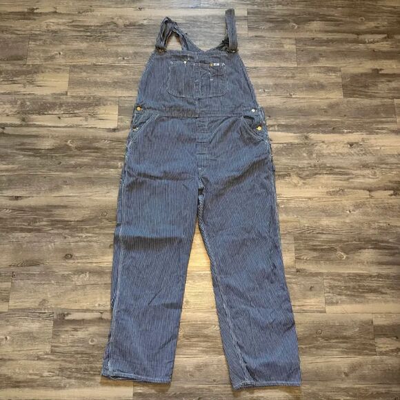 Vintage 40s 50s Lee Railroad Striped Coveralls Size 44x31 - Picture 1 of 8